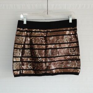 Forever 21 Black and Gold Sequin Mini Skirt
